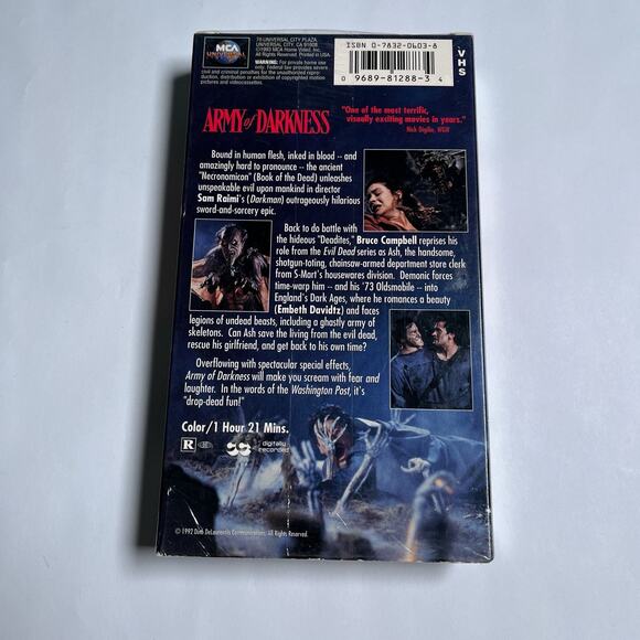 Army of Darkness VHS Tape Bruce Campbell Raimi Horror Wonderful Shape Shrinkwrap - Picture 4 of 7
